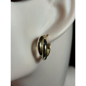 Vintage Carla 14k yellow gold interlocked double hoop earrings hoop earrings